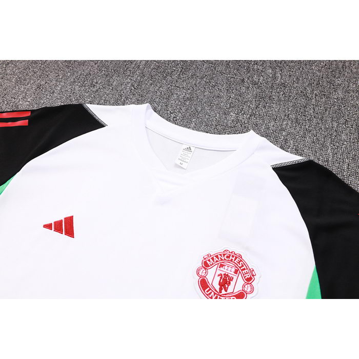 Chandal del Manchester United Manga Corta 23-24 Blanco y Negro - Pantalon Corto